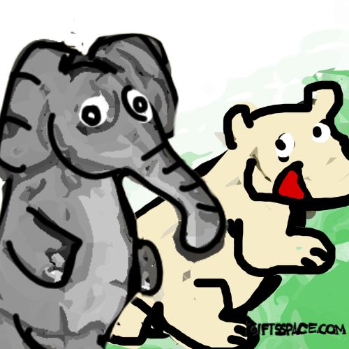 elephant and bear illustration