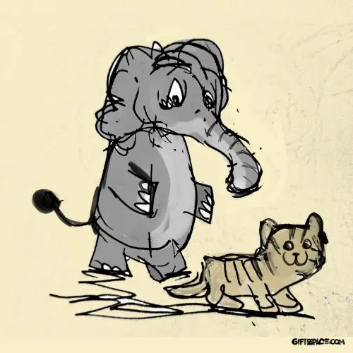 a cat leading the elephant illustration