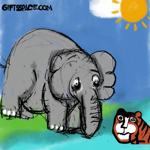 the elephant saw the tiger drowning. Wanted to help him.