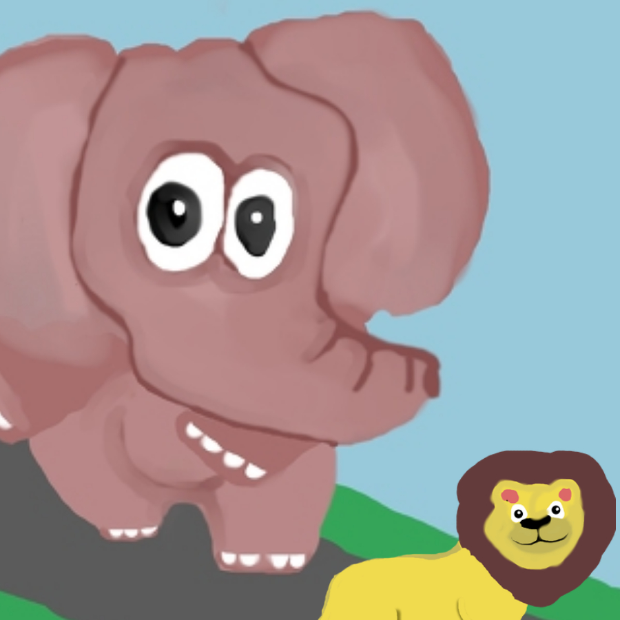 lion and the running elephant cartoon