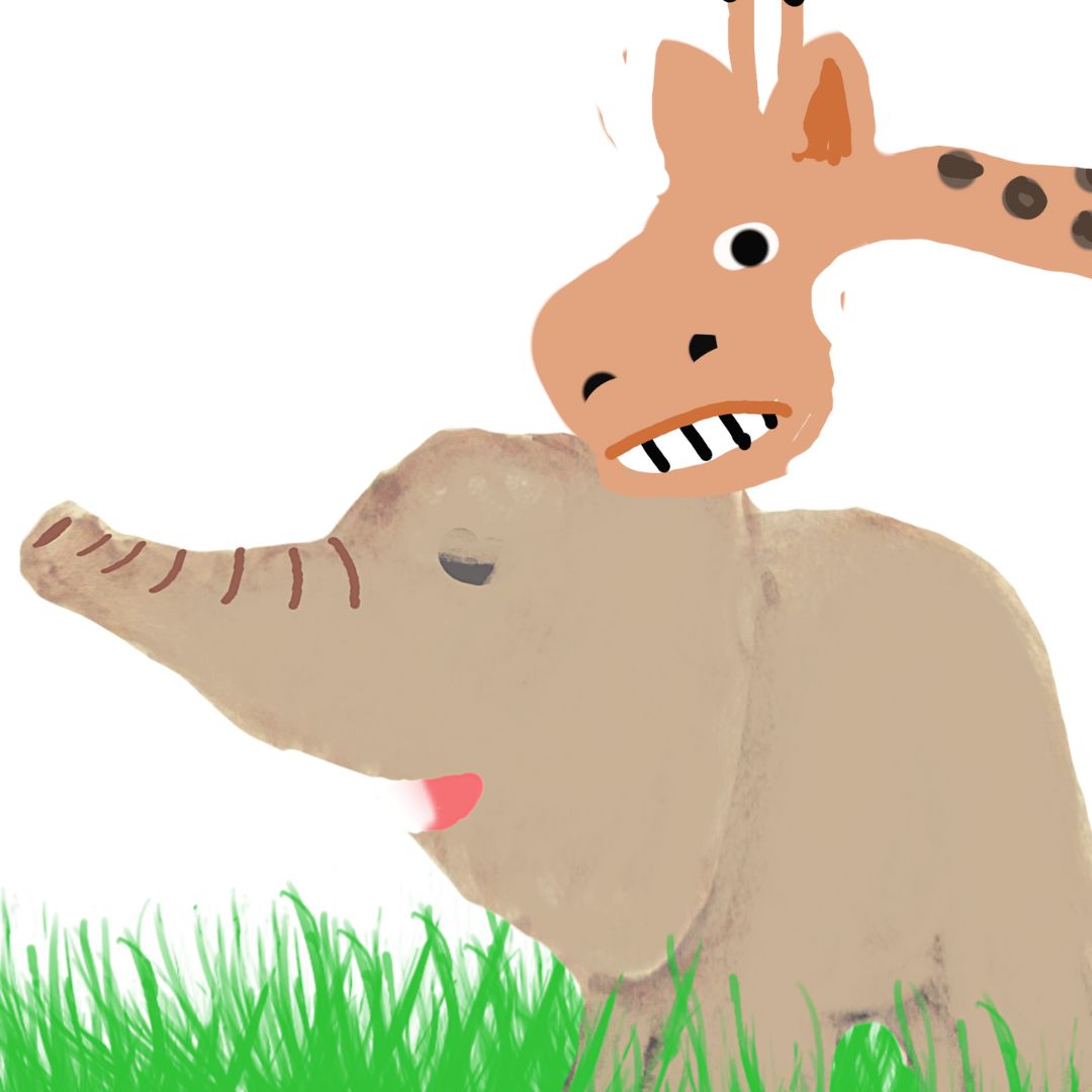 baby elephant and the giraffe