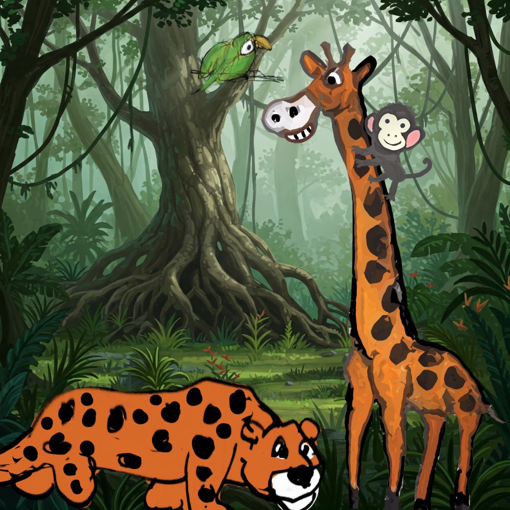 monkey and the giraffe