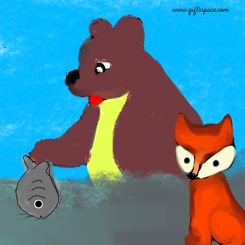 bear fishing cartoon