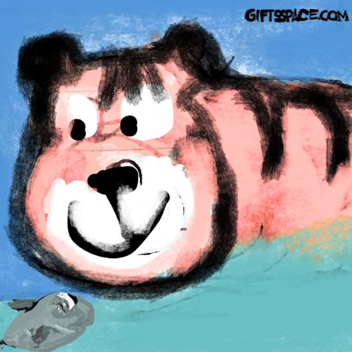 tiger fishing in the river cartoon