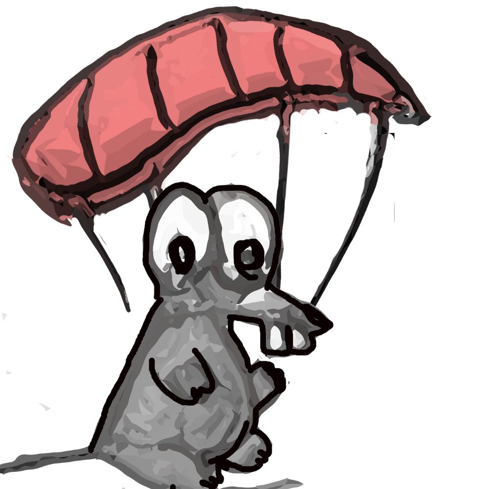 mouse on a prachute