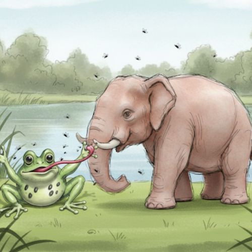 Happy Frog Eating Mosquitoes