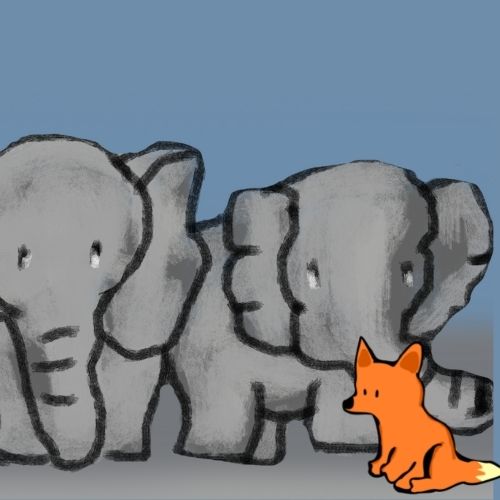 fox and two elephants
