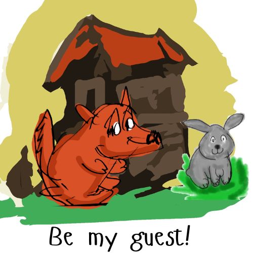 The fox invited the bunny to his home. But the bunny wanted to escape the fox.
