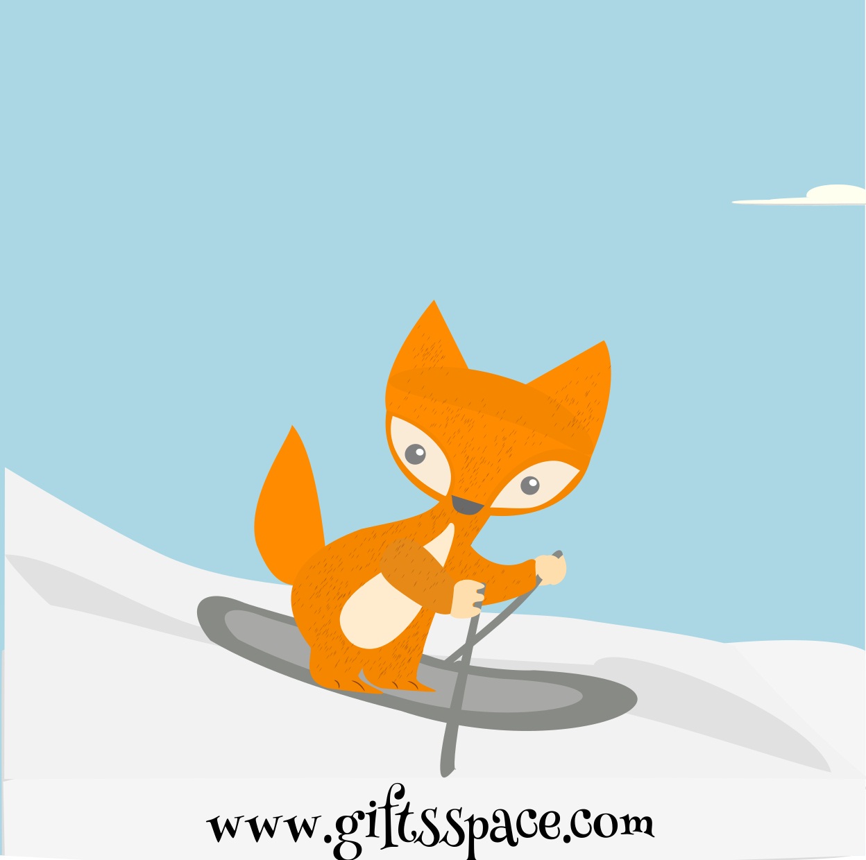 skiing fox cartoon