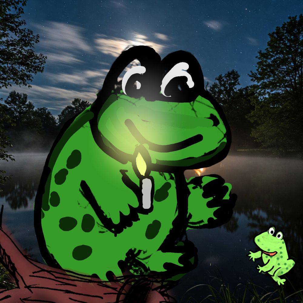 mother frog and the baby frog.