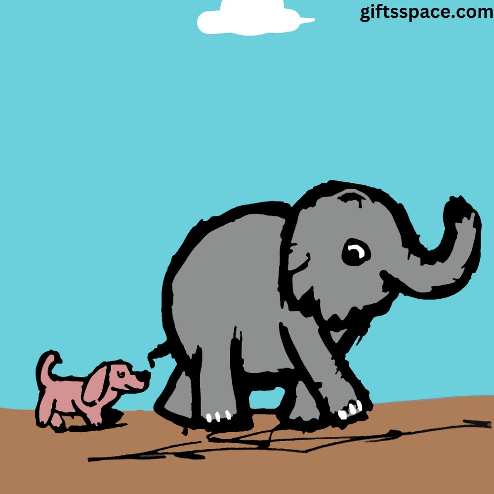 cartoon funny race dog and the elephant