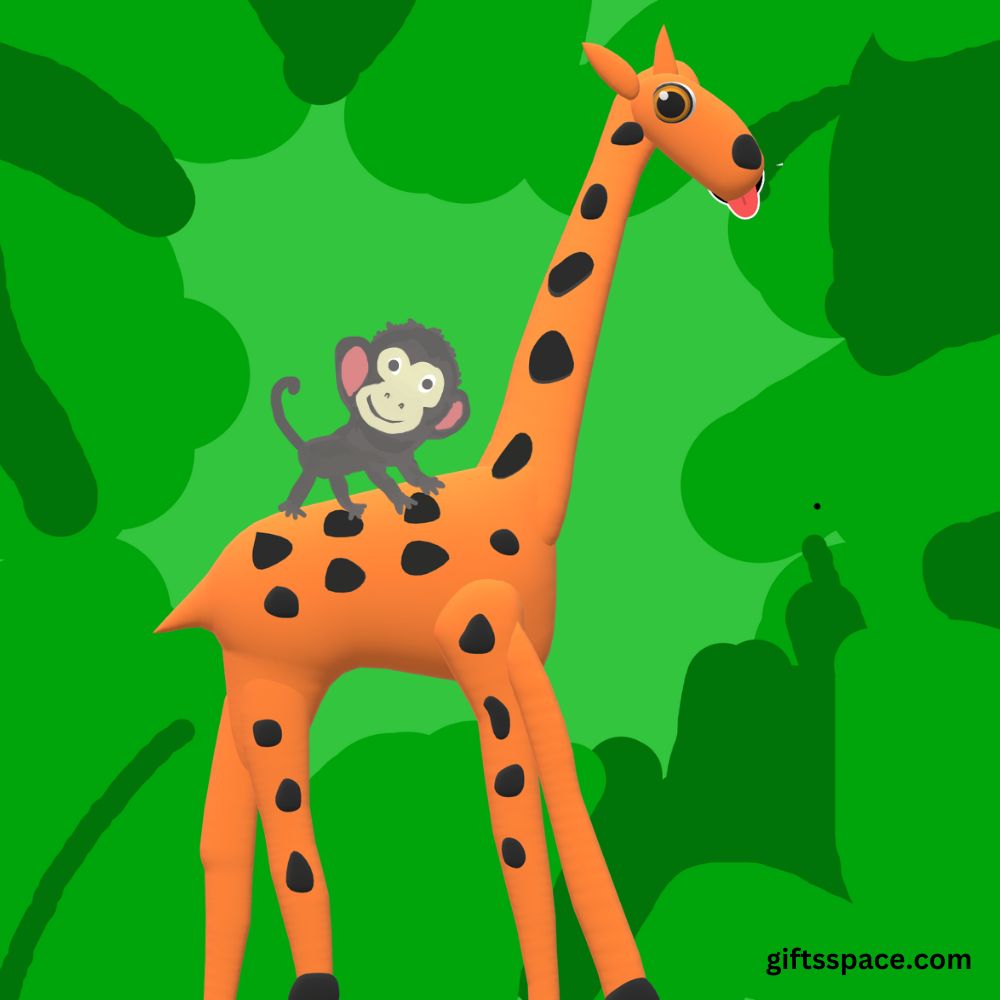 monkey sitting on a giraffe