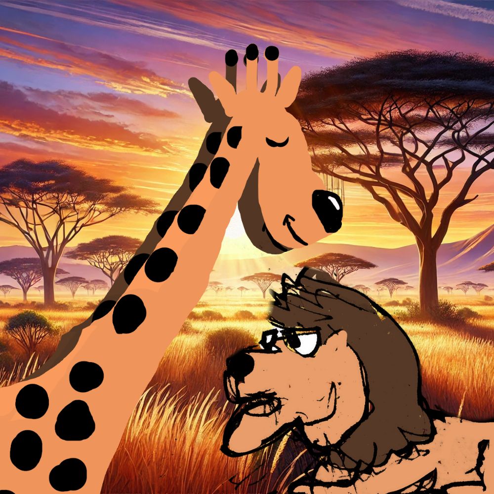 giraffe and the lion