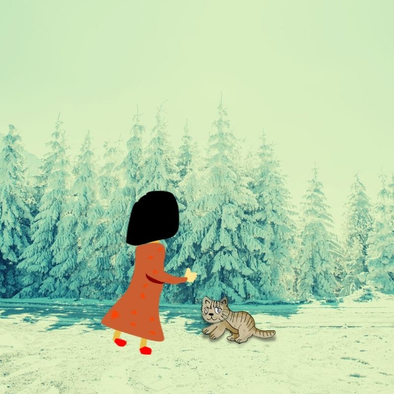 cat and the girl