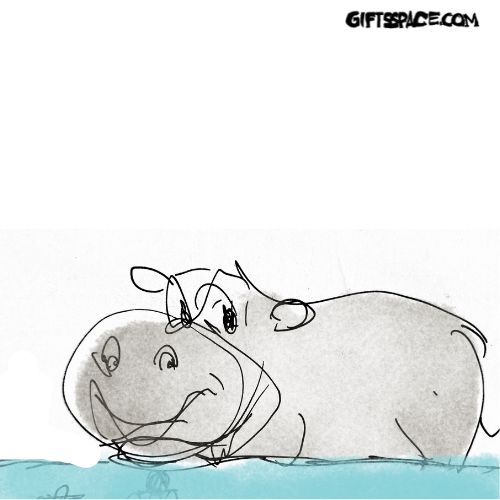 hippo resting in the pool illustration for children