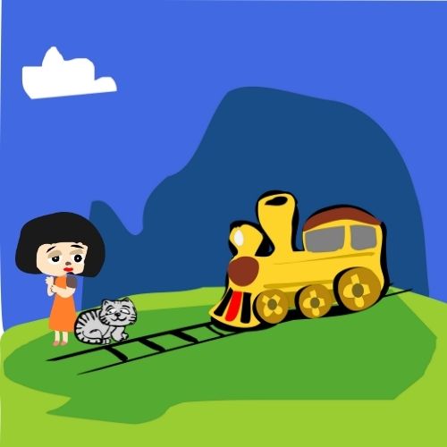 girl and the train
