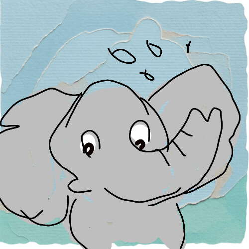 a short animation of a baby elephant playing in water