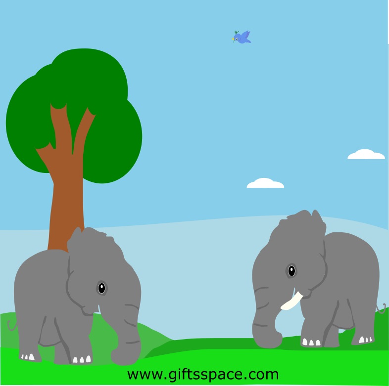 two elephants meeting together
