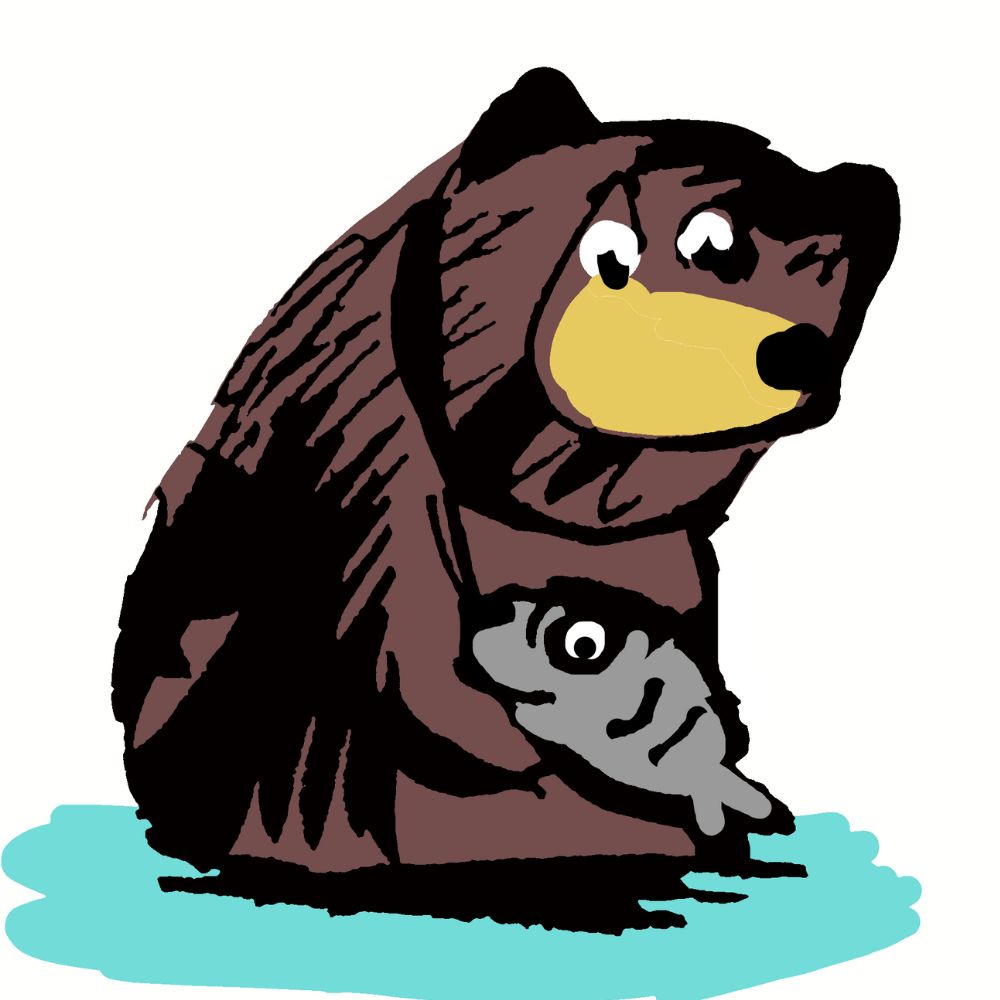 Bear fishing cartoon