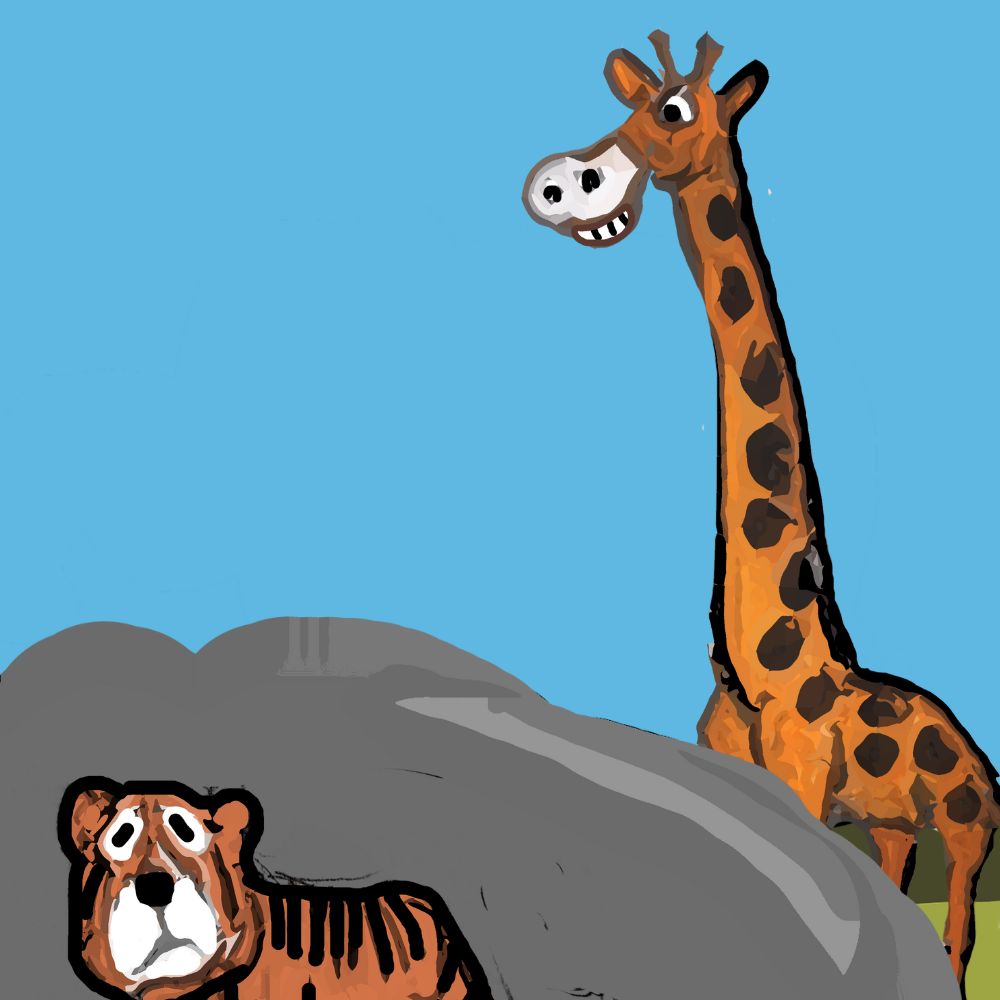 giraffe and the tiger hiding
