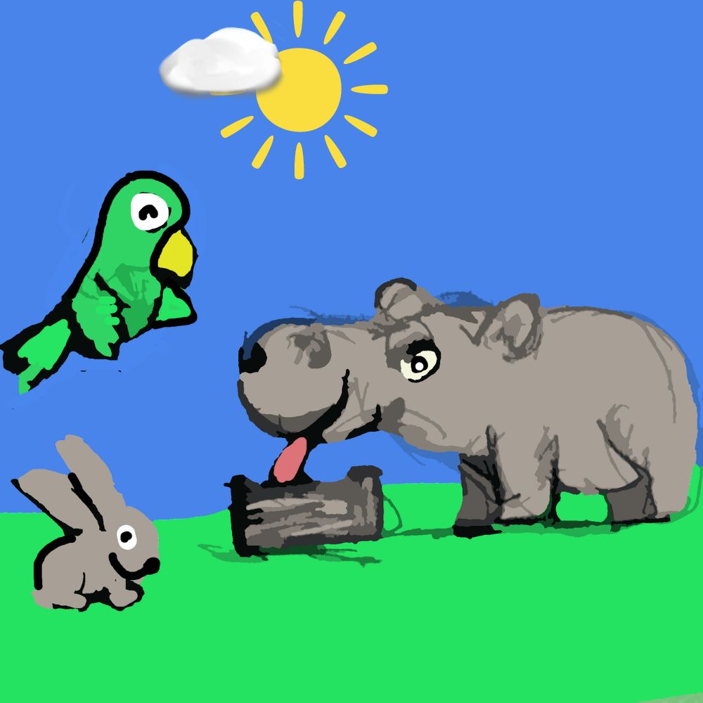 hippo having his breakfast