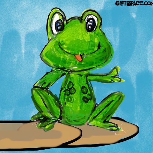 happy frog in the pond illustration for children