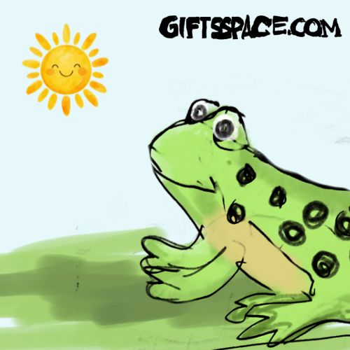 Frog is looking at the smiling sun illustration