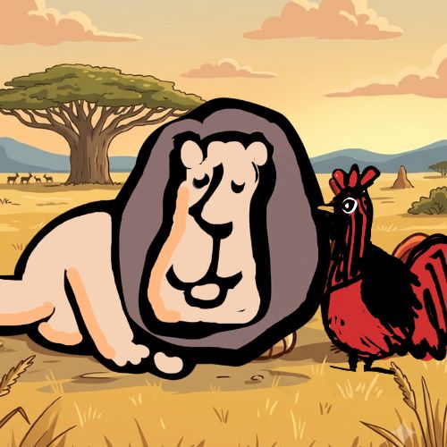 lion and the rooster