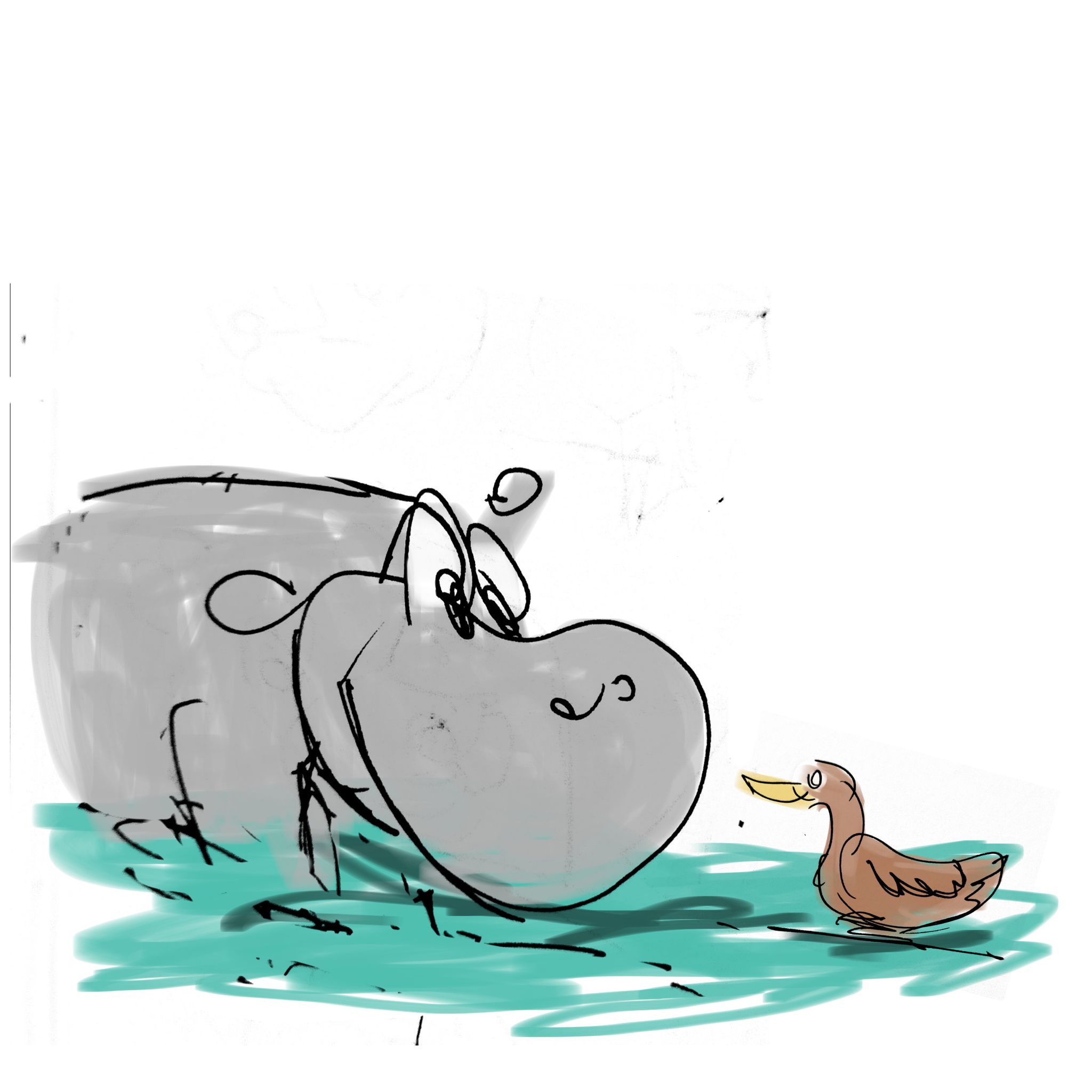 Happy hippo of the pond