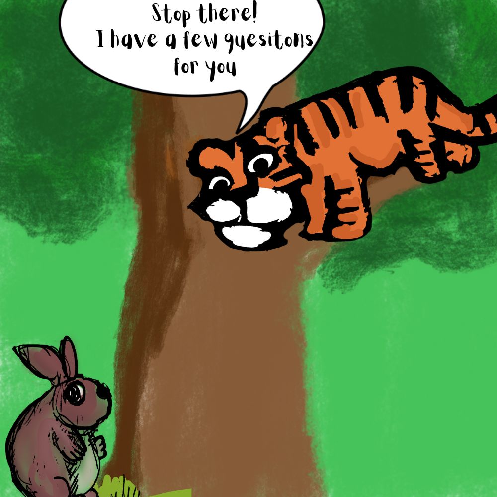rabbit and the tiger on the tree