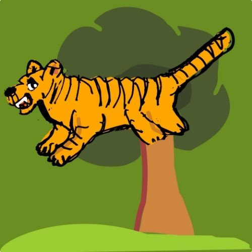 tiger jumpi from the tree