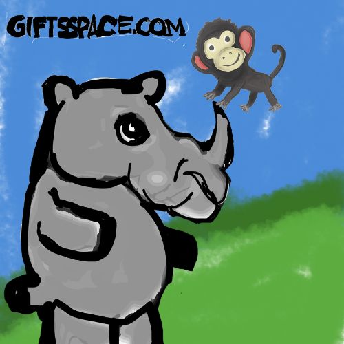 rhino and the monkey circus