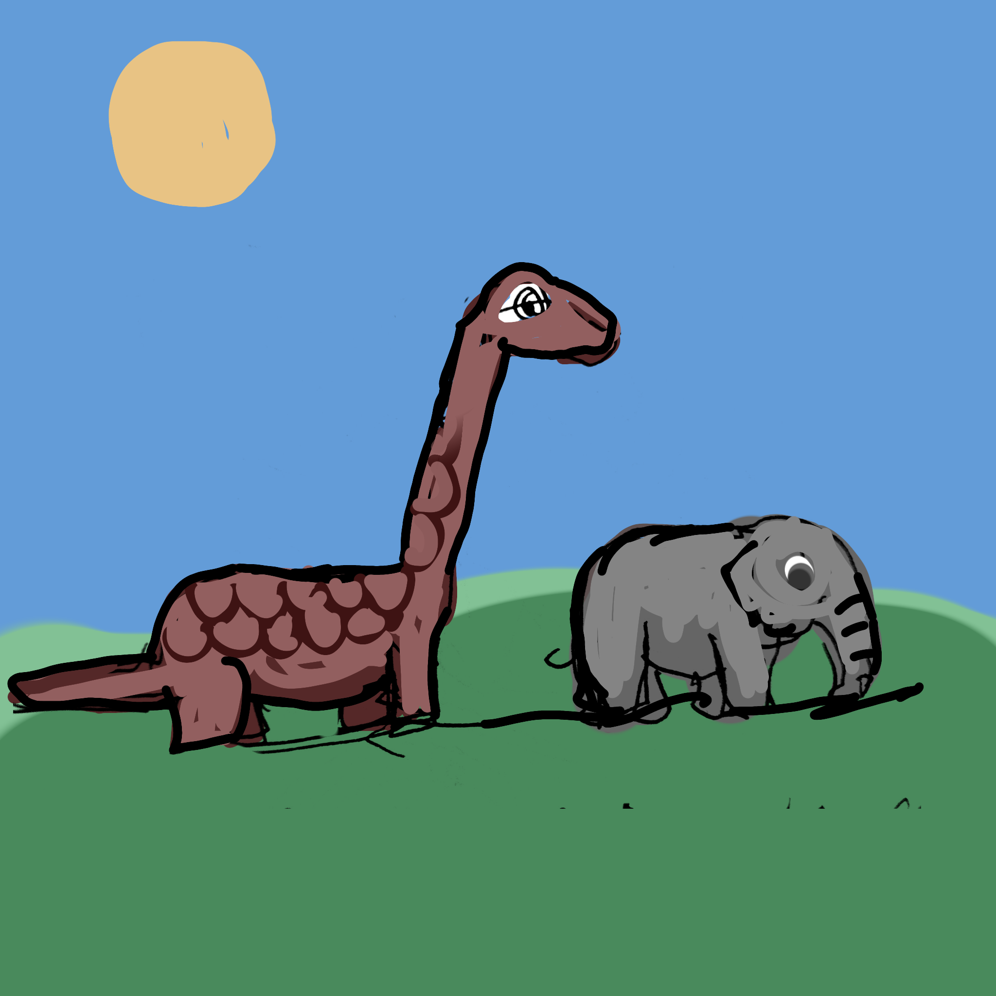 Dinosaur and elephant illustration