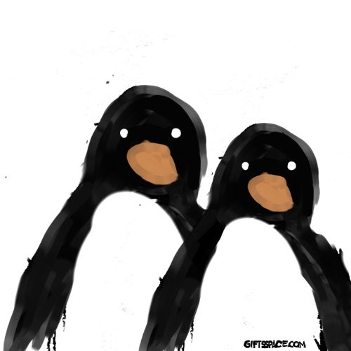 two penguins illustration
