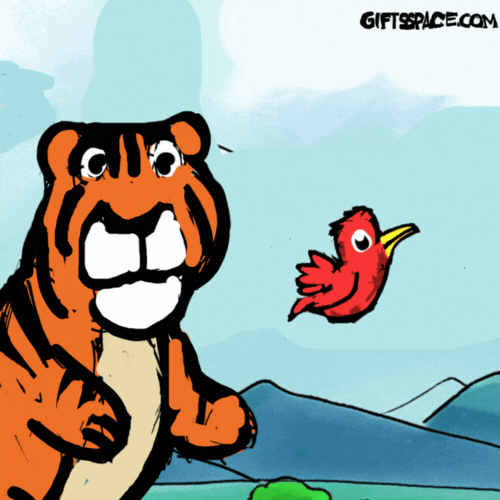tiger and the bird flying