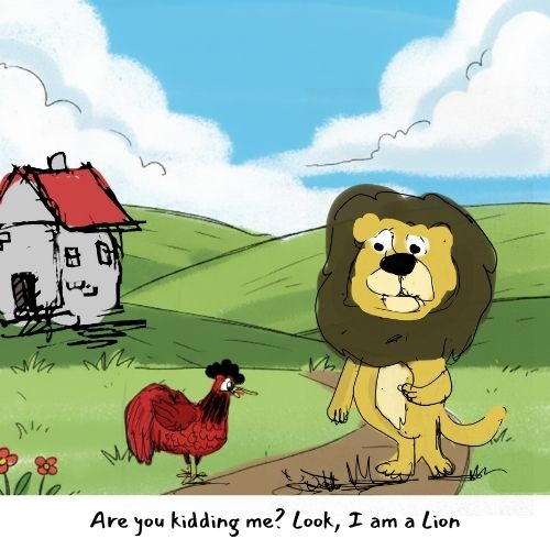 lion and the rooster
