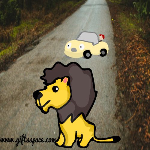 car and the lion cartoon image
