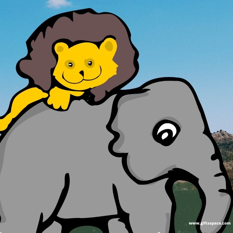lion hunting an elephant cartoon