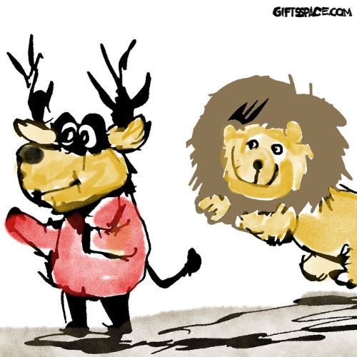 lion and the reindeer cartoon
