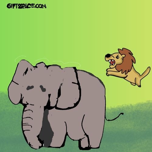 lion attacking an elephant