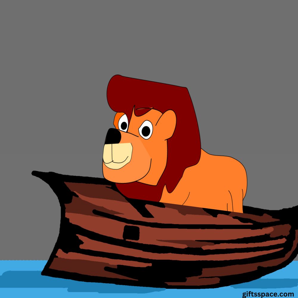 lion sailing in the boat