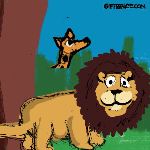 lion is here the deer saw the lion