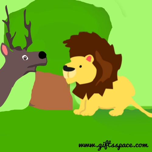 hunting lion and the deer