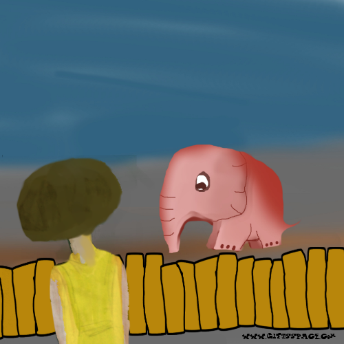 pink elephant and the little girl