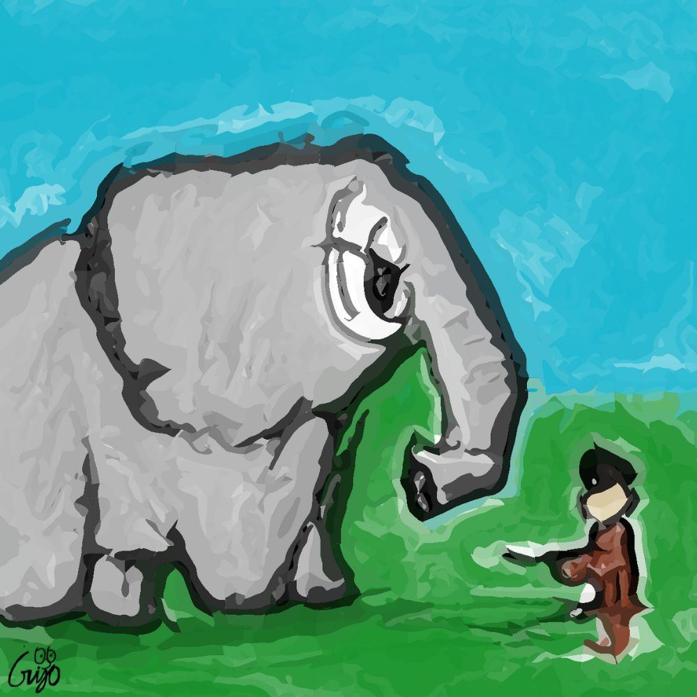 training an elephant cartoon
