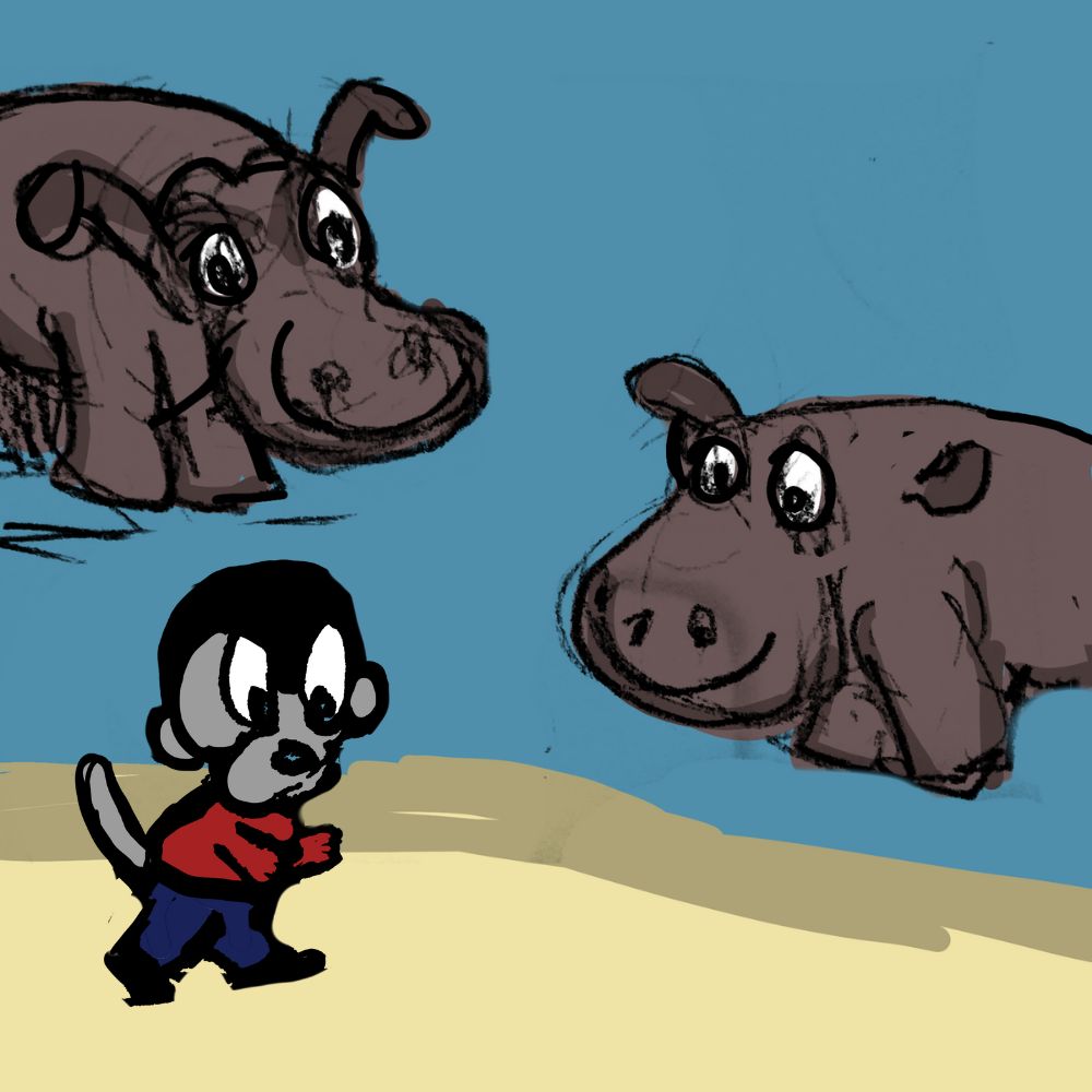 Monkey and the Hippos