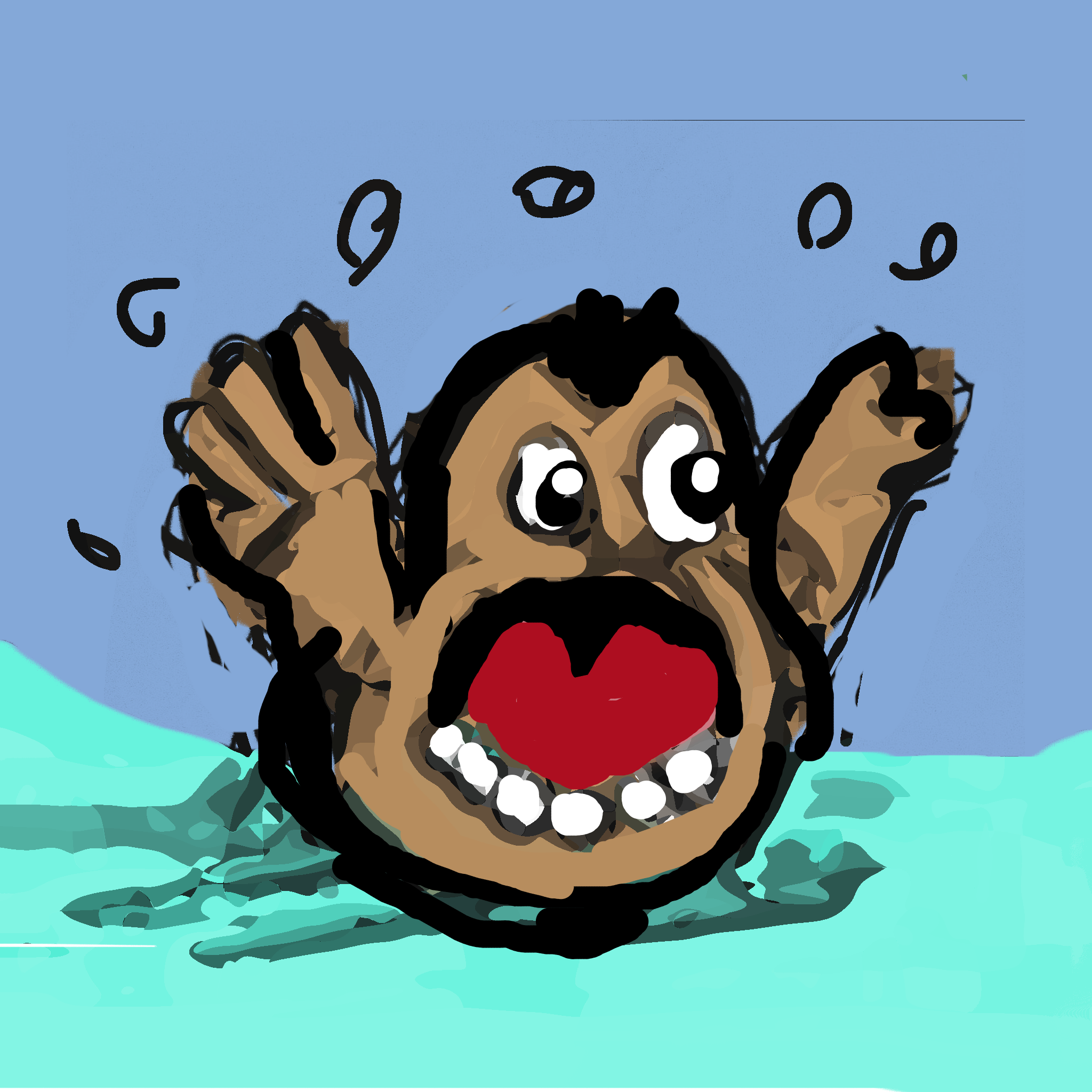 monkey fell in the water crying for help