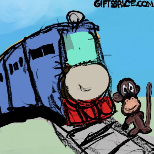monkey with a red flag