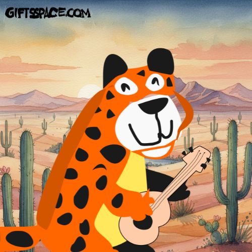 a leopard playing guitar cartoon