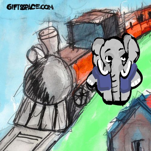 elephant train conductor standing before the train